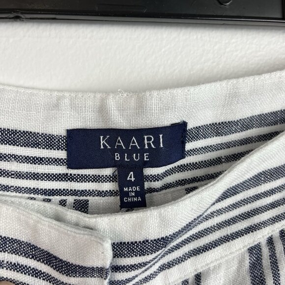 Kaari Blue 100% Linen Wide‎ Leg Cropped Pants Culottes Size 4 Pockets Casual - Picture 6 of 11
